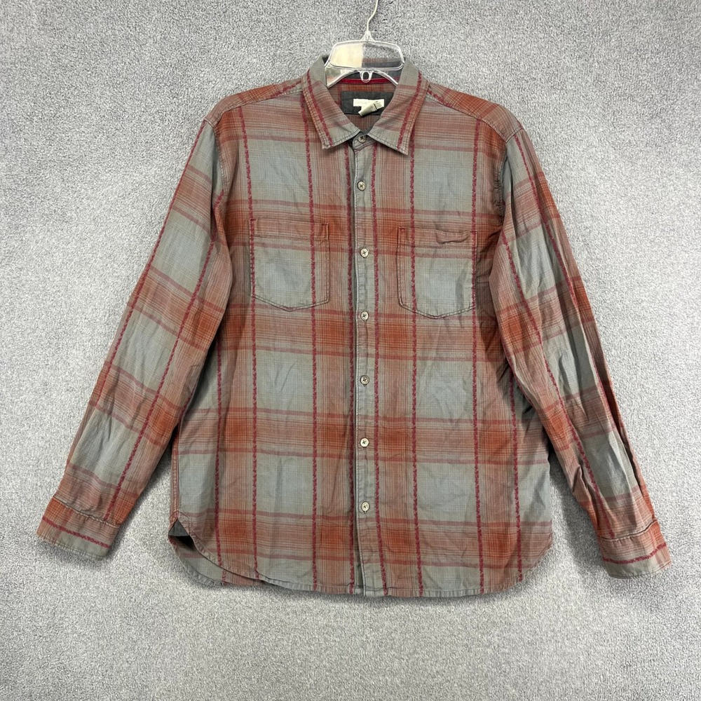 Carbon 2 Cobalt Shirt Mens Medium Red Grey Plaid Effortless Cotton Button Down